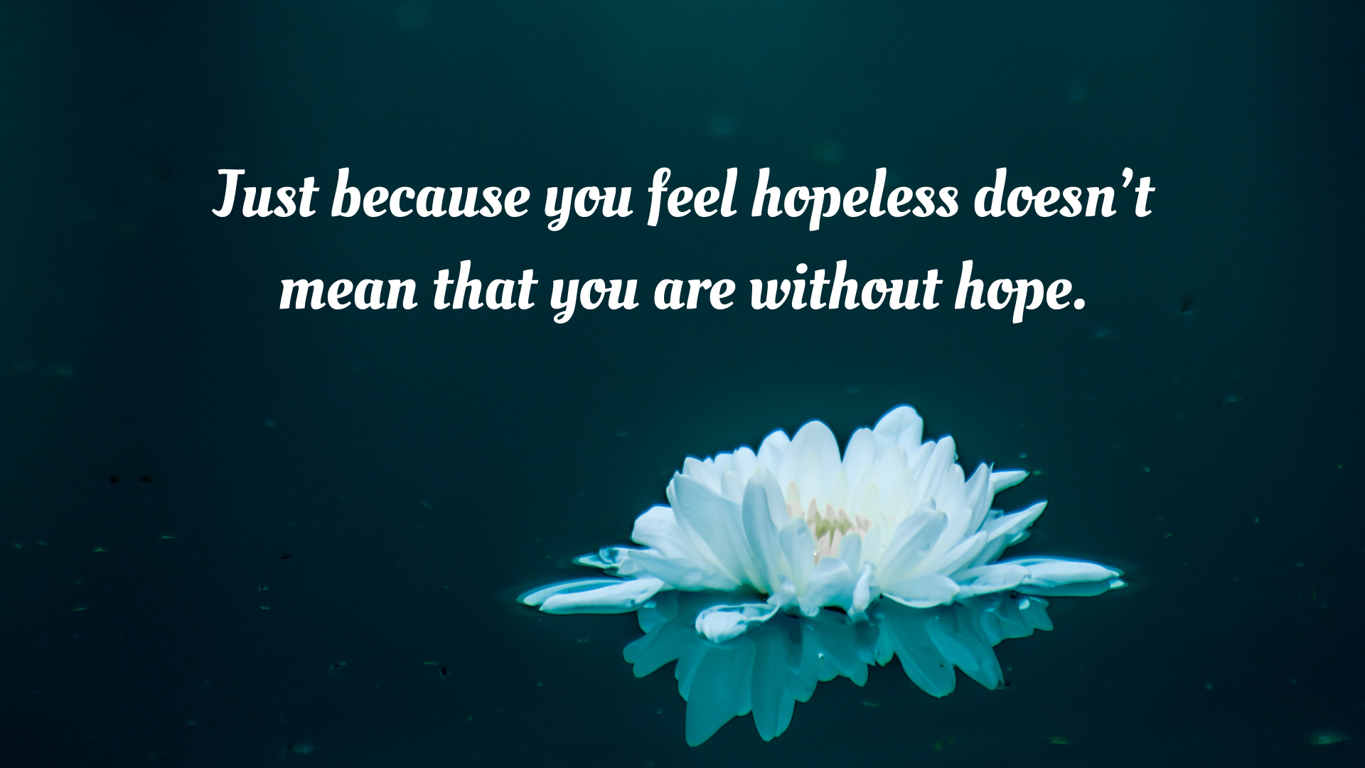 You are not without hope.