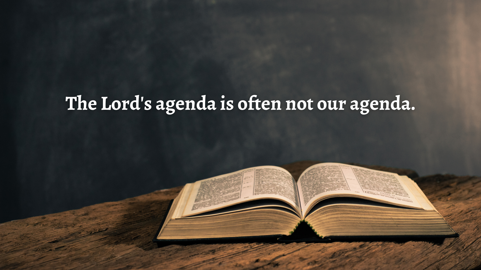 The Lord's agenda is often not our agenda.